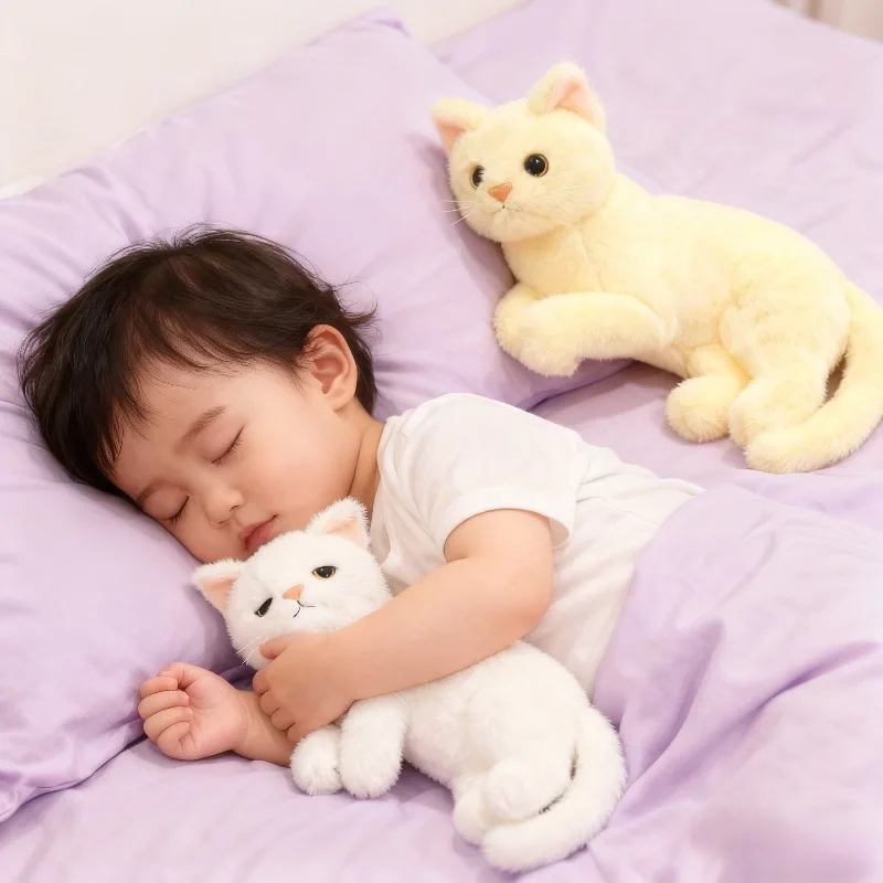 Baby kattenspeelgoed Leuke en realistische kattenpop Pluche vulling Gezond Geurloos Simulatiepop Babycadeau Knuffels 3D-ornamenten