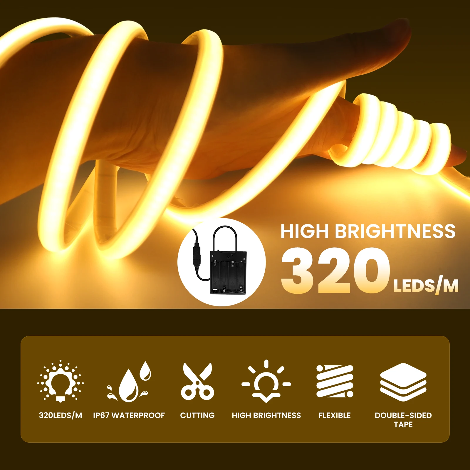 배터리 구동 5V COB LED 스트립 라이트 자가 접 - Outdoor Usb Power Strip 리뷰 및 가격