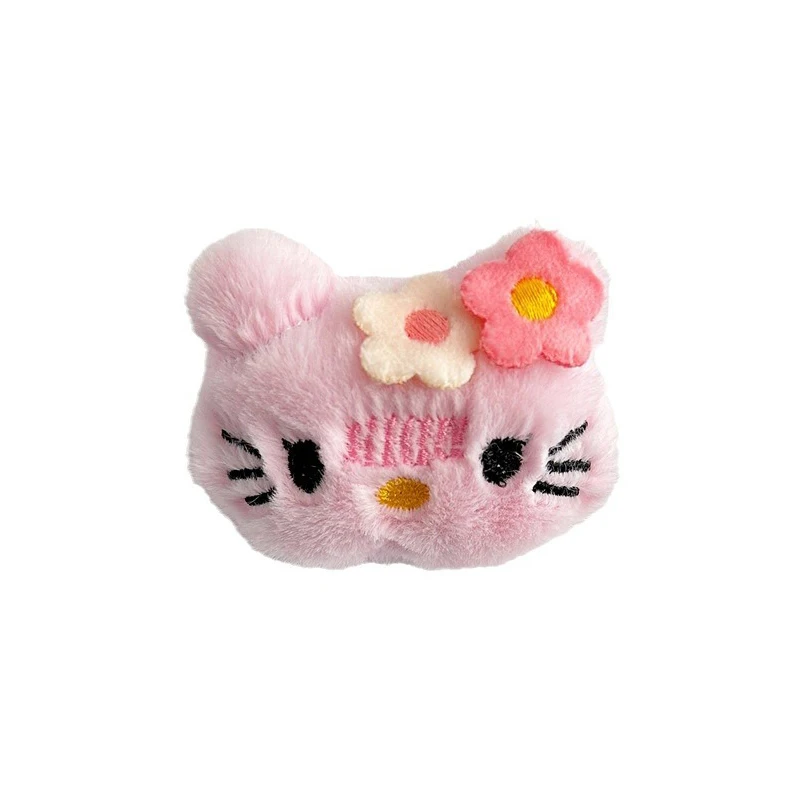 Broche de felpa de Hello Kitty, lazos elásticos para el pelo de gato Sanrio KT, cuerda para el pelo, lavado de cara, maquillaje circular