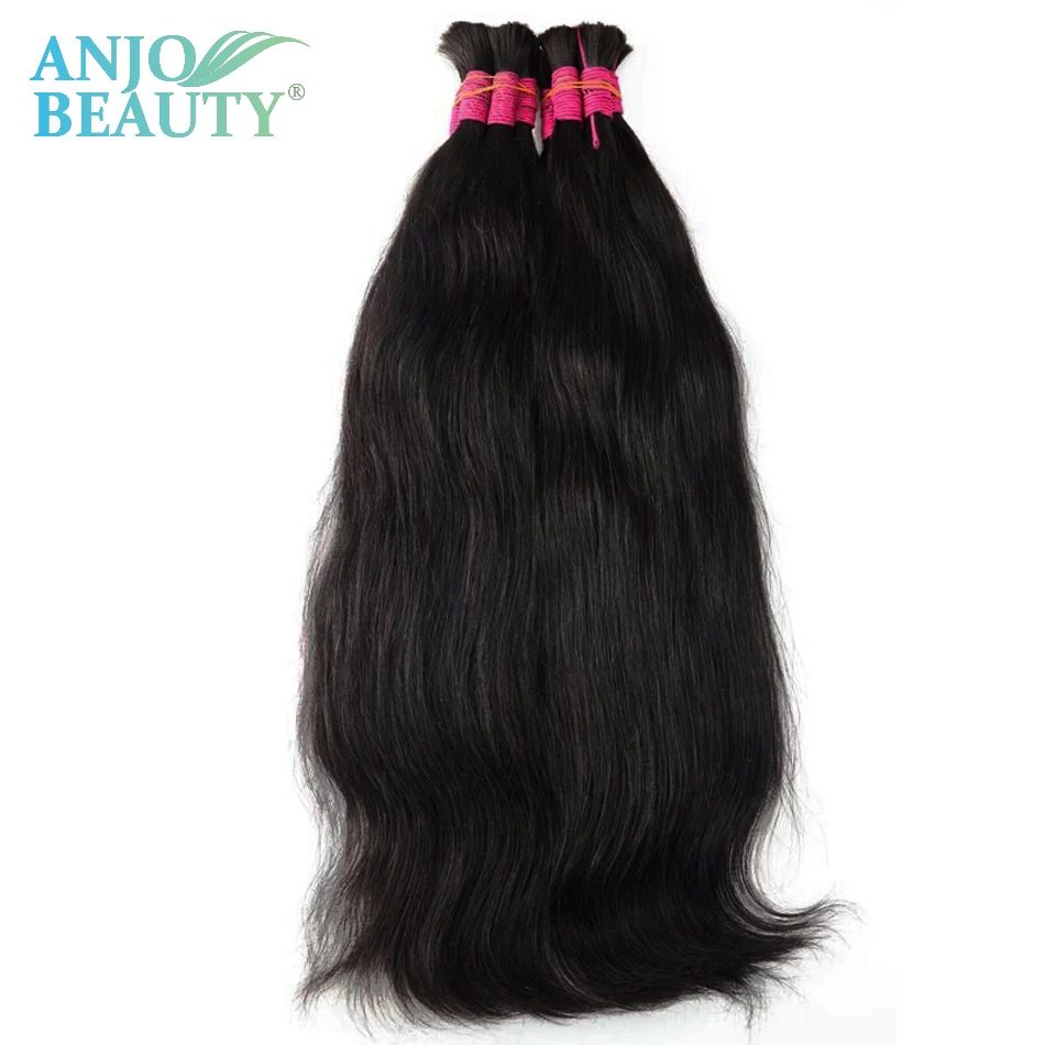 Anjo Beauty Original Human Hair Bulk For Braiding Wholesale Natural Unprocessed Virgin Indian Hair Vendors Virgin Bundles