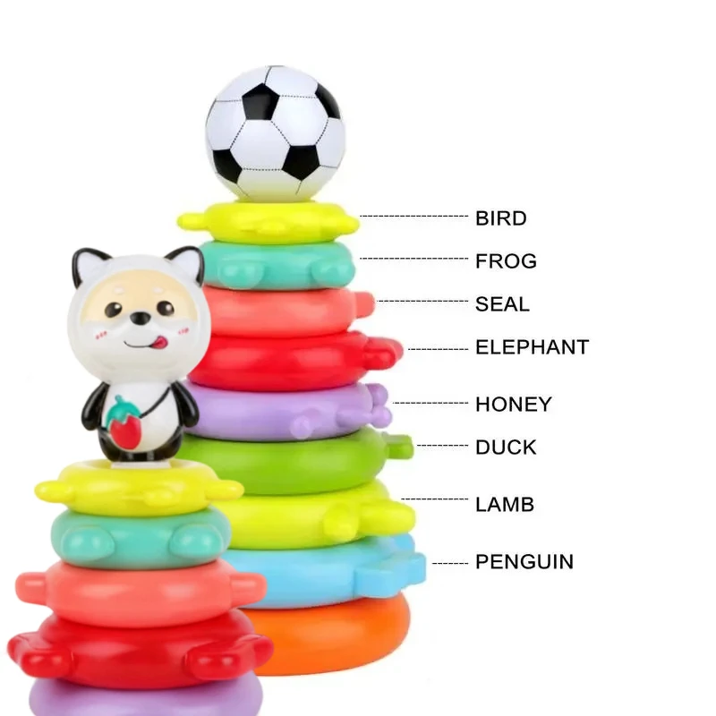 Rainbow Balance Stacking Ring Game Children Learn Stacking Toys for Early Childhood Education Color Discrimination for Infants