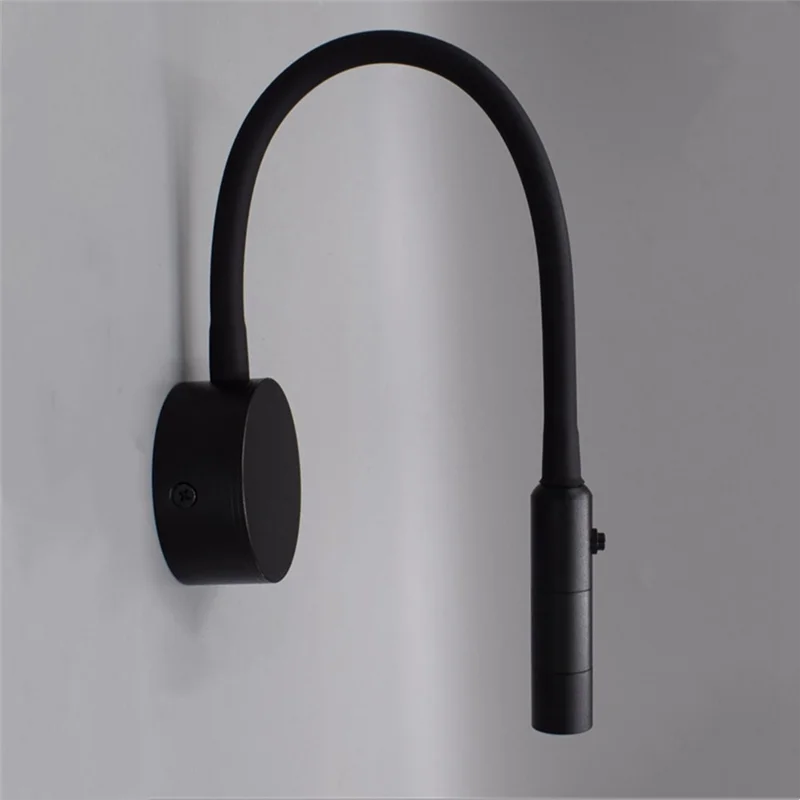 MOPHE-Modern LED Reading Wall Lamp Flexible Hose Bedside Wall Mounted Sconce Book Light Bedroom Study With Switch