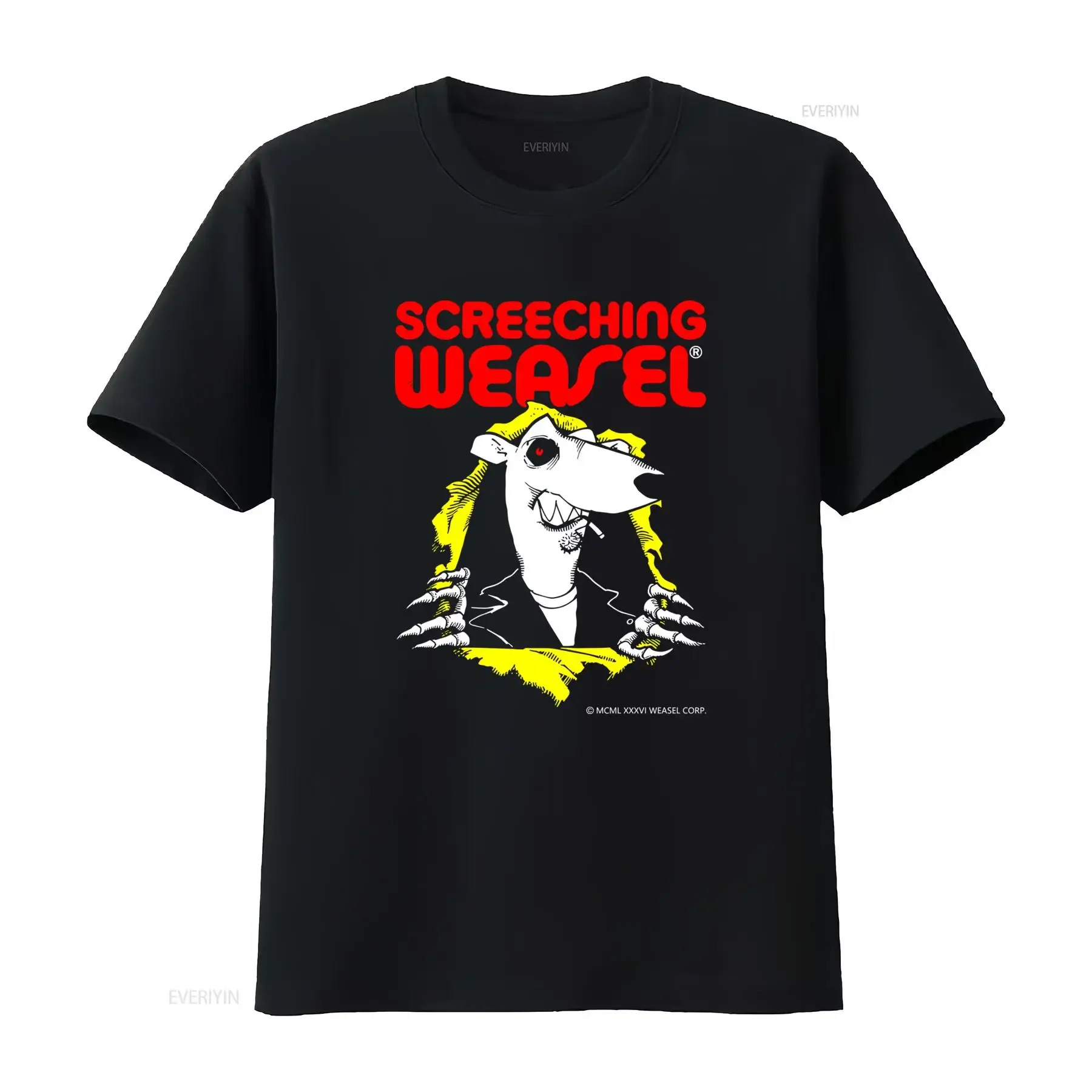 Screeching Weasel T Shirt Black S 5XL Bold Cartoon Design Rock Band Merch vintage Washed Casual designer clothes streetwear