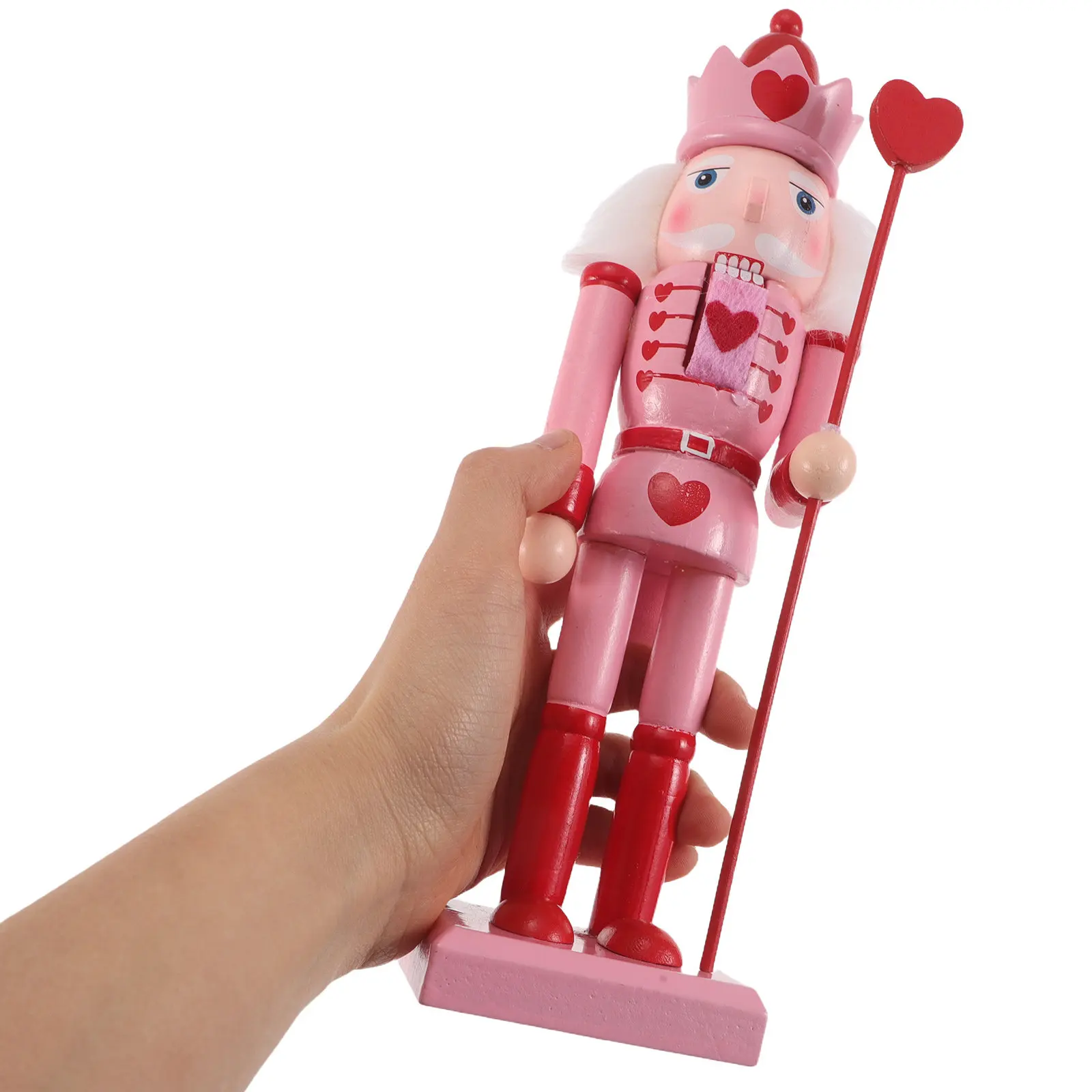 

2 шт. 25 см Деревянные декоративные фигурки Щелкунчиков ко Дню святого Валентина, настольное украшение, праздничный центральный элемент для сезонного праздничного оформления стола