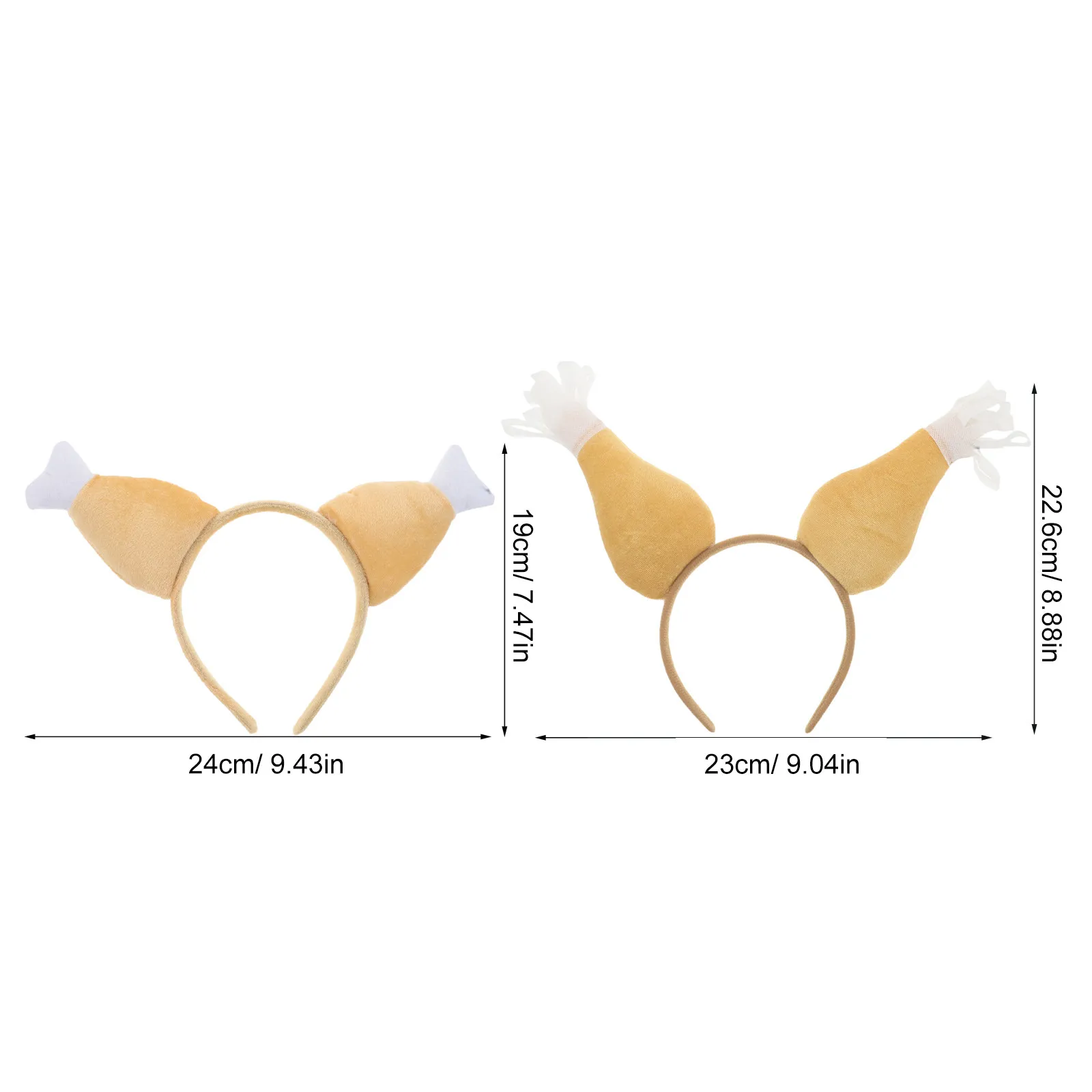 2Pcs Festive Turkey Headband for Women Thanksgiving Drumstick Hair Band Party Costume Accessory Holiday Event Decoration Supply
