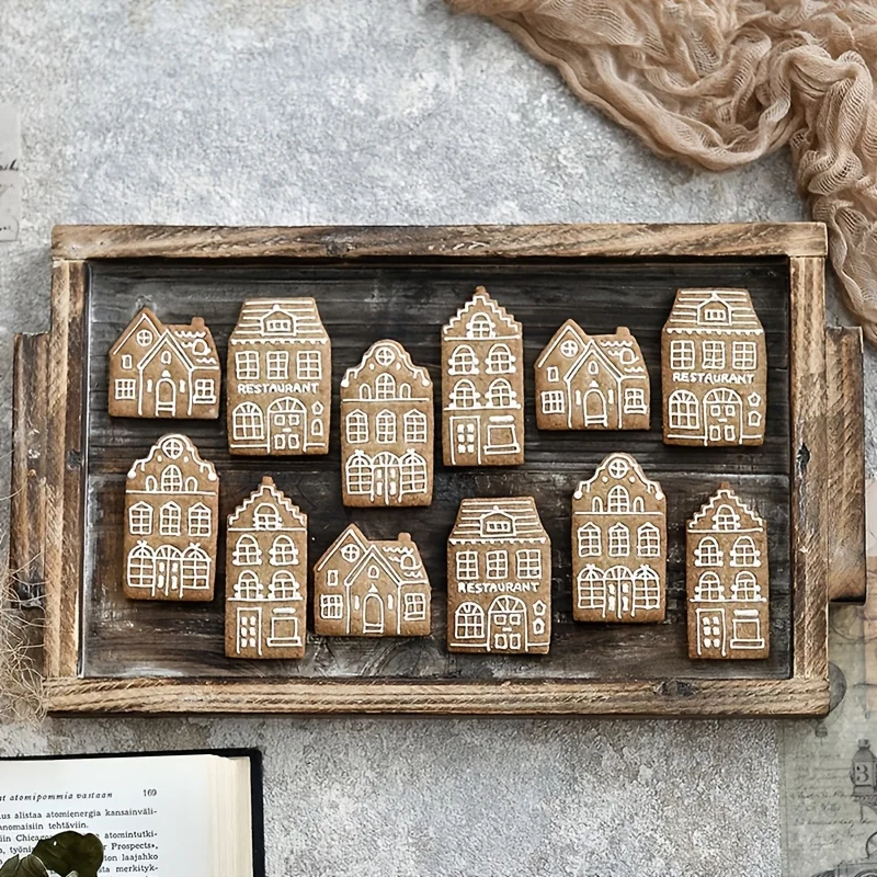 4-teiliges Lebkuchenhaus-Ausstechformen-Set, 3D-geprägte Stadthaus-Keksausstecher für Weihnachtsbacken, Kuchen und Festtagsleckereien – Detail 3