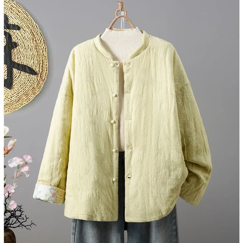 سترة مزدوجة الجوانب على الطراز الصيني مطبوعة متباينة، معطف شتوي دافئ من القطن ملابس خارجية أنيقة للنساء w1471 #3