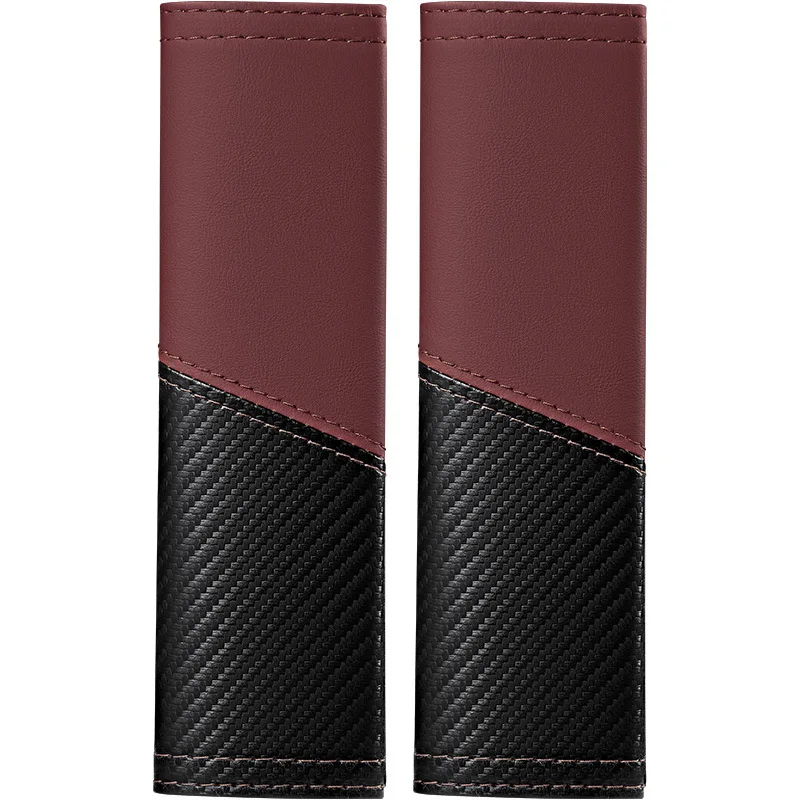 2PCS Leather Carbon Fiber Universal Car Seat Belt Cover Shoulder Protector Pad for BMW Mazda Ford Jeep Honda Toyota AUDI TESLA