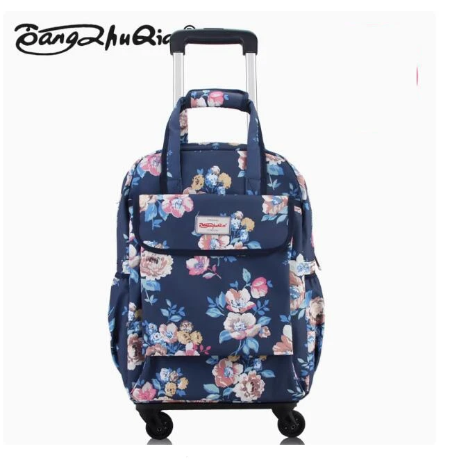 Women Carry-on Hand luggage Trolley Bags Spinner Suitcase  Oxford Wheeled Backpacks bags on wheels Rolling Luggage Backpack bags