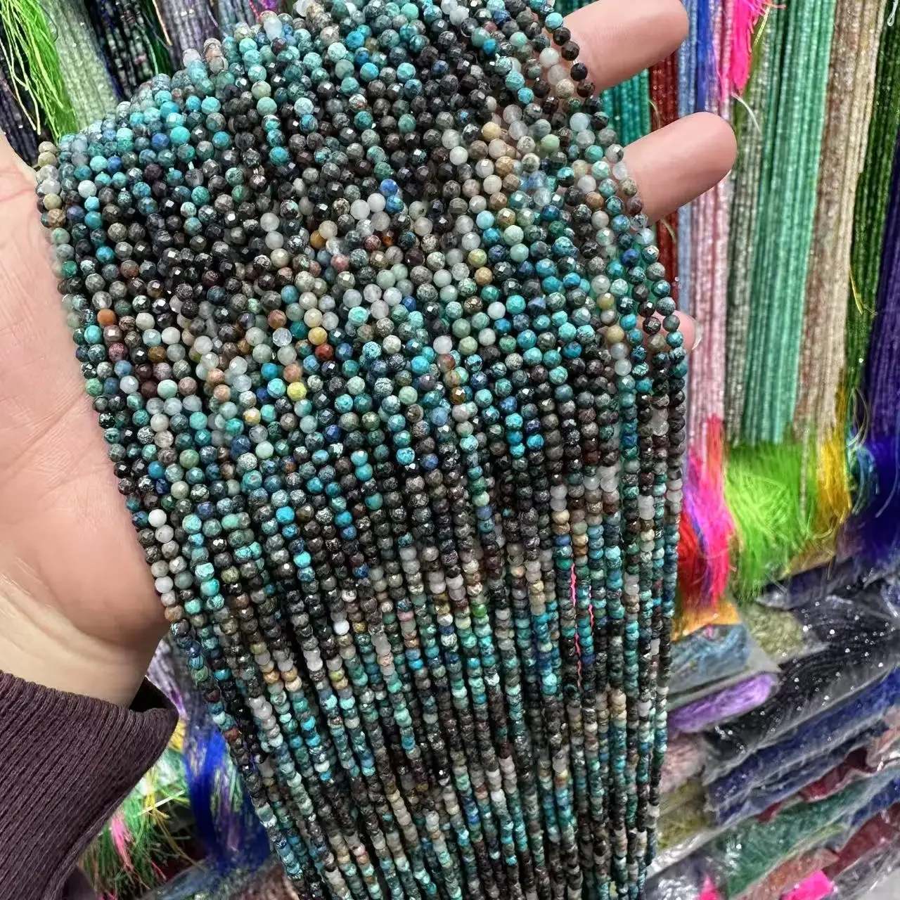 

Натуральный хризоколла малахит 3 мм граненые круглые 38 см свободные бусины для изготовления ювелирных изделий дизайн модный камень DIY ожерелье оптом