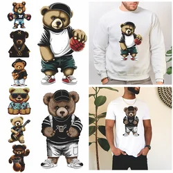 Cartoon Bear Pattern Ironing Sticker Clothes DTF Fashion T-shirt Hoodie DIY Jacket Patch Heat Transfer Sticker