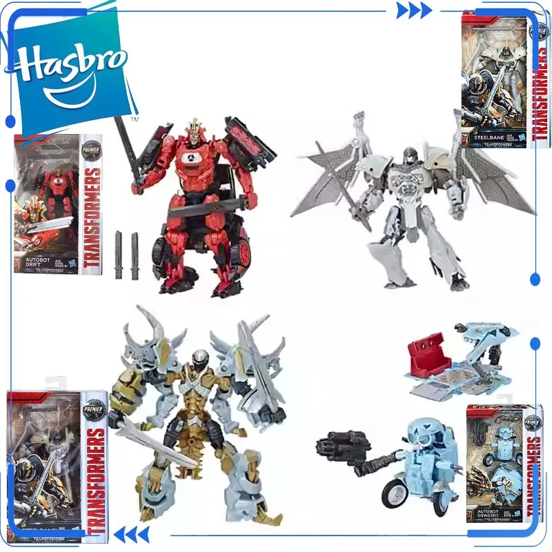 本物のハスブロトランスフォーマー：ラストナイトデラックスクラスオートボットsqweeksドリフトスティールベインオートボットドリフトアクションフィギュアおもちゃモデル