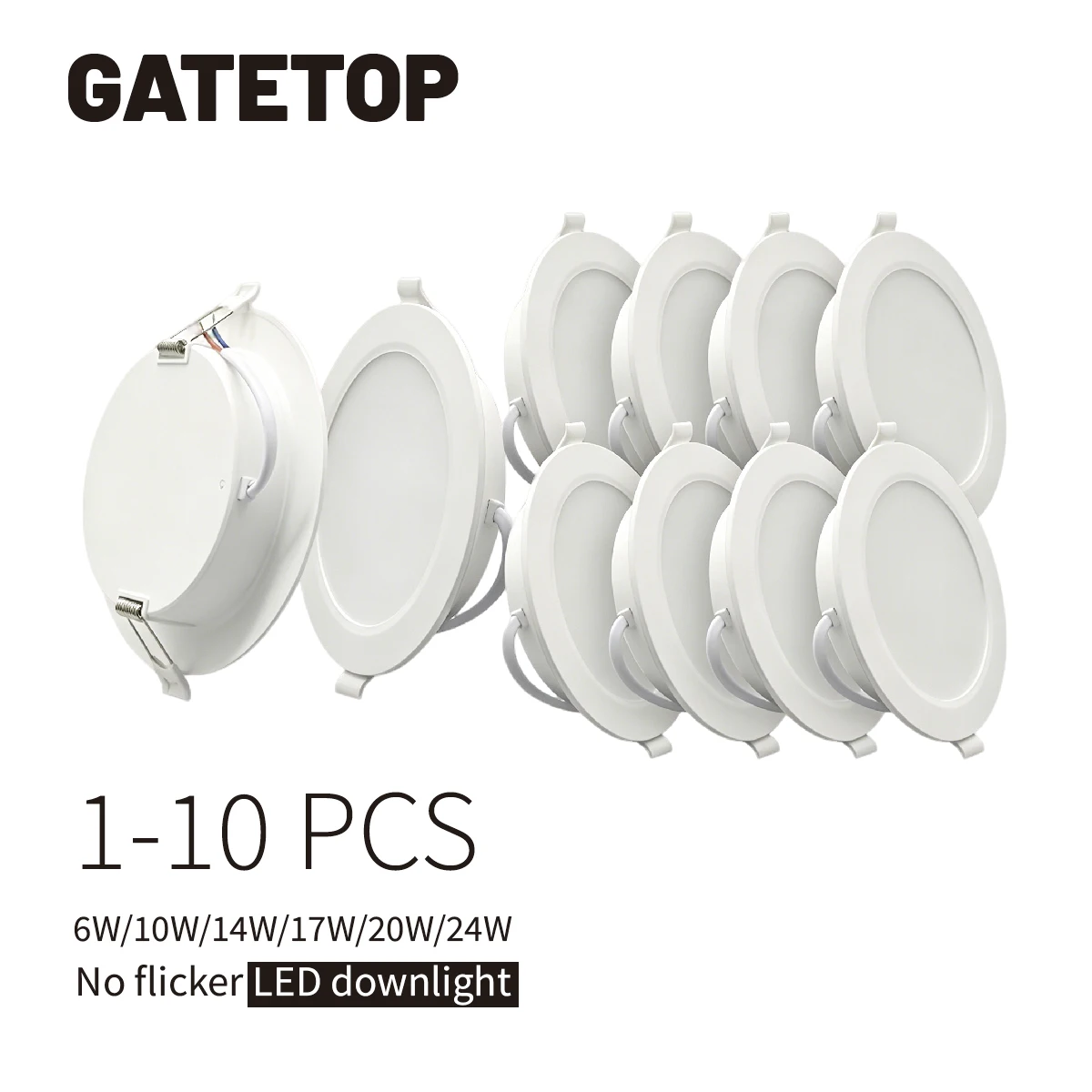 1-10pcs/lot Recessed Led Downlight Round Leds Panel Light 120V 220V 3000K-6000K 10W 20W 24W Spot for Foyer Indoor Lighting