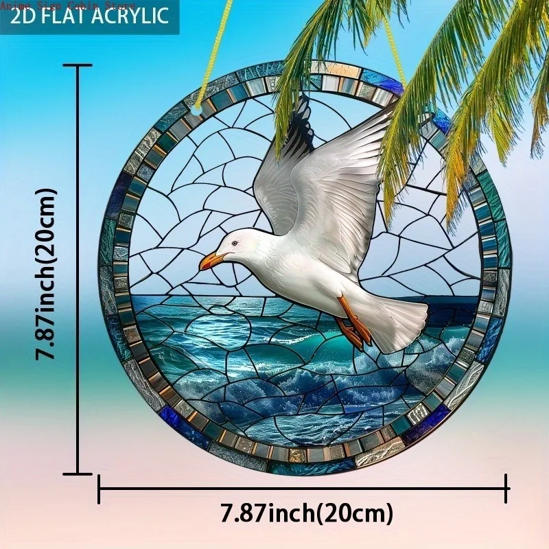 2D Flat Sign, 1pc Acrylic Sign, Bird on the Sea, Sun Catcher, Light Trap, Window , Room, Commercial, Garden Decoration