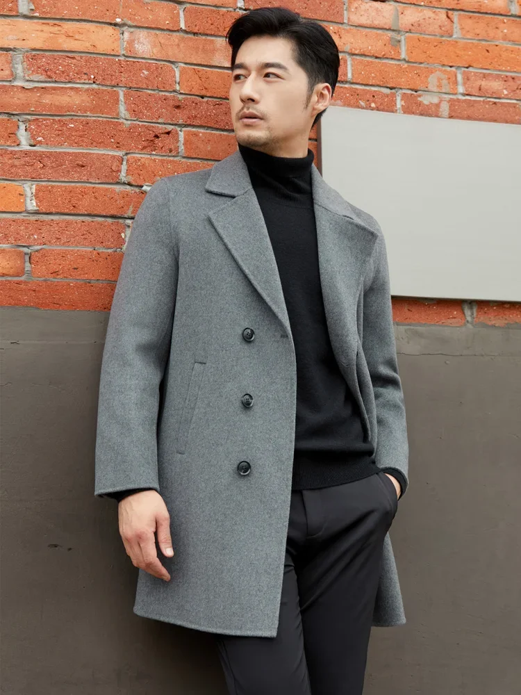 2023 Autumn And Winter New Wool Double-sided Men's Long Suit Collar Business Casual Temperament Cashmere Woolen Coat