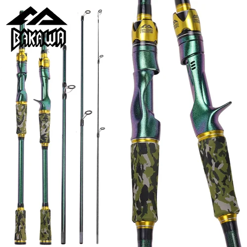 Imagen 2 del producto Caña de pescar giratoria BAKAWA serie camaleón 1,9 M/2,1 M caña de viaje portátil de 4 secciones caña de pescar ultraligera mediana
