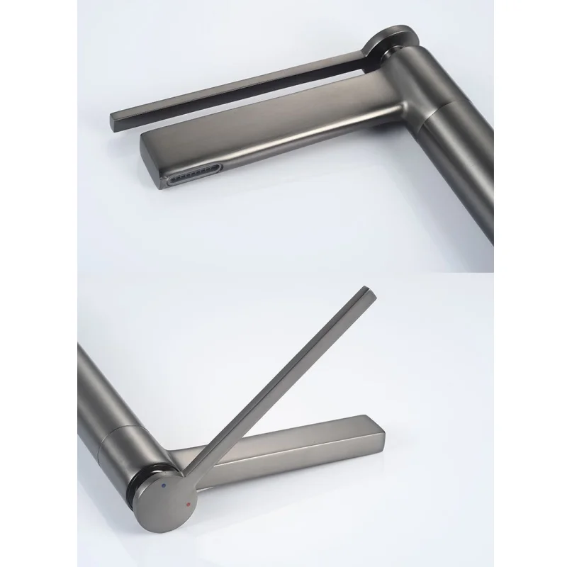 

Black Brass Washbasin Faucet Bathroom Cabinet Cold And Hot Water Basin Faucet Deck installation Gold Bathroom Basin Tap