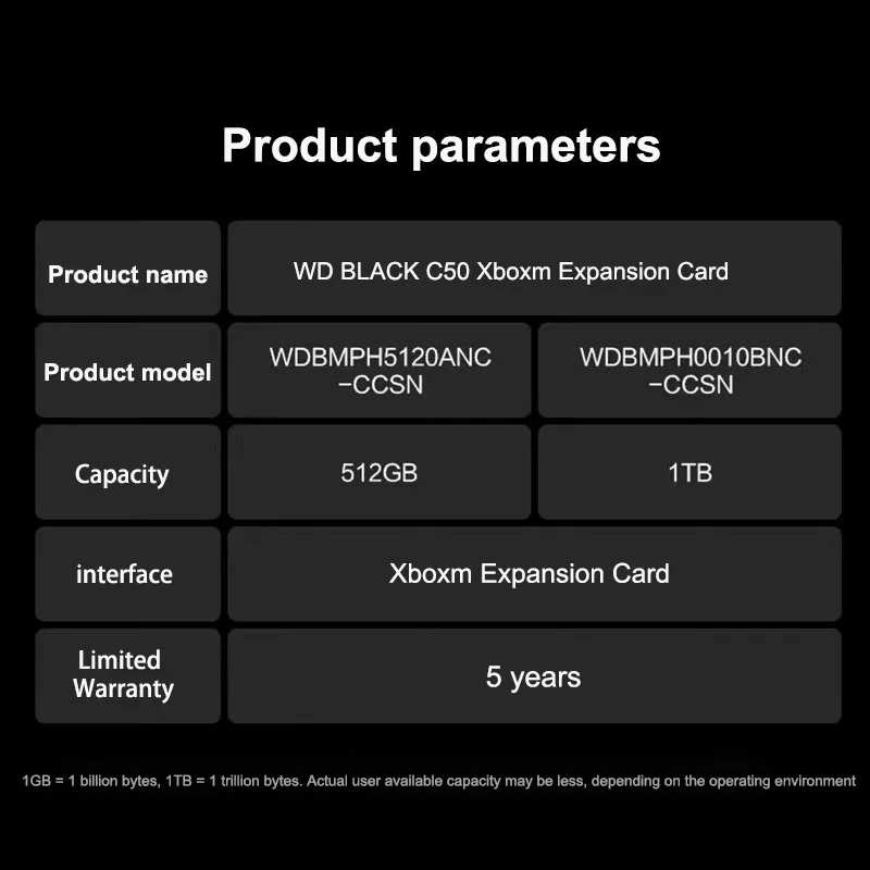 ويسترن ديجيتال WD الأصلي C50 1 تيرا بايت 512 جيجابايت WD أسود بطاقة توسيع محرك الحالة الصلبة الذاكرة للكمبيوتر Xbox Series X | S استئناف سريع #6