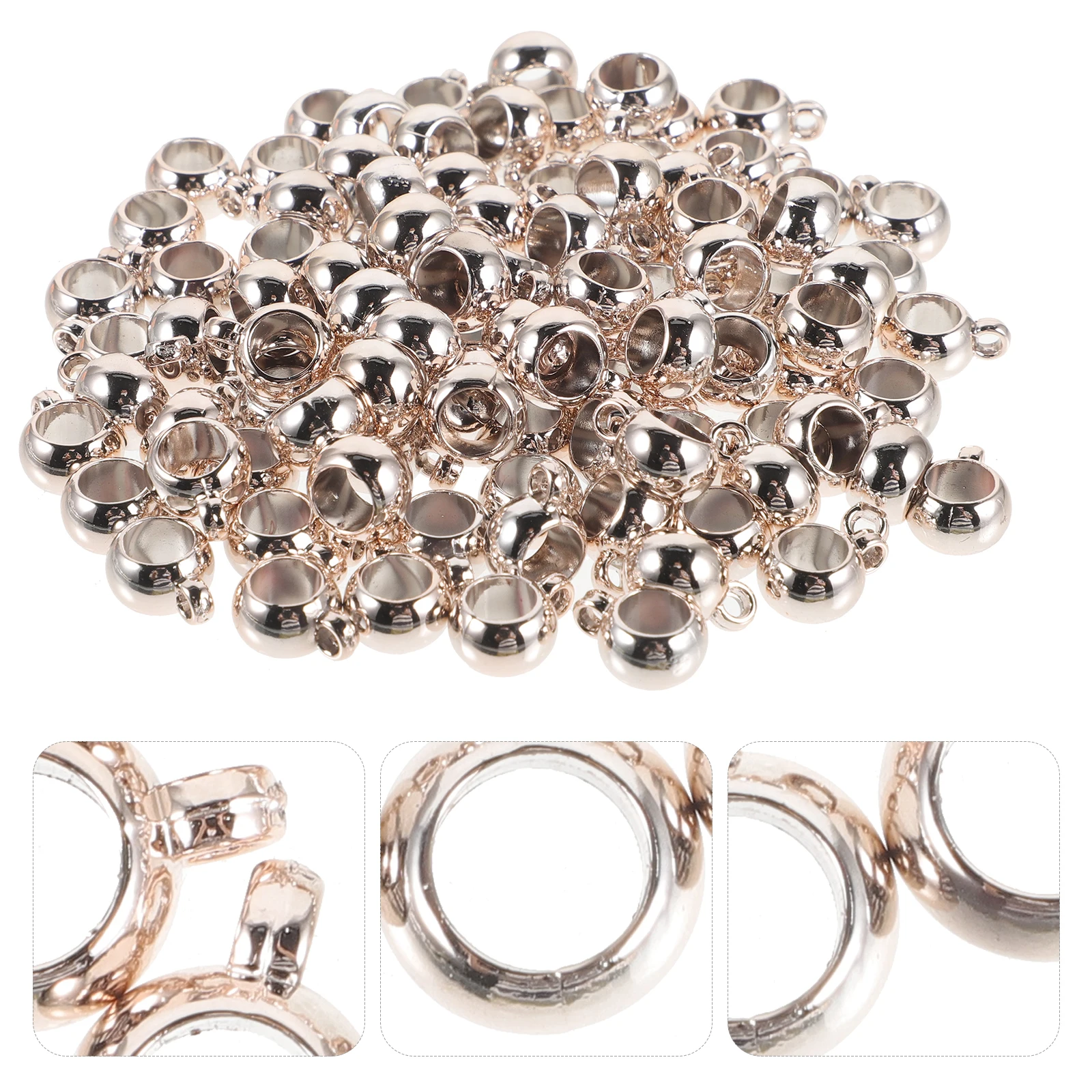 

100 Pcs Beads Pendant Accessories Jewelry Large Hole for Making Spacer Aldult Big Charms Crafts Golden with Holes Loose Travel