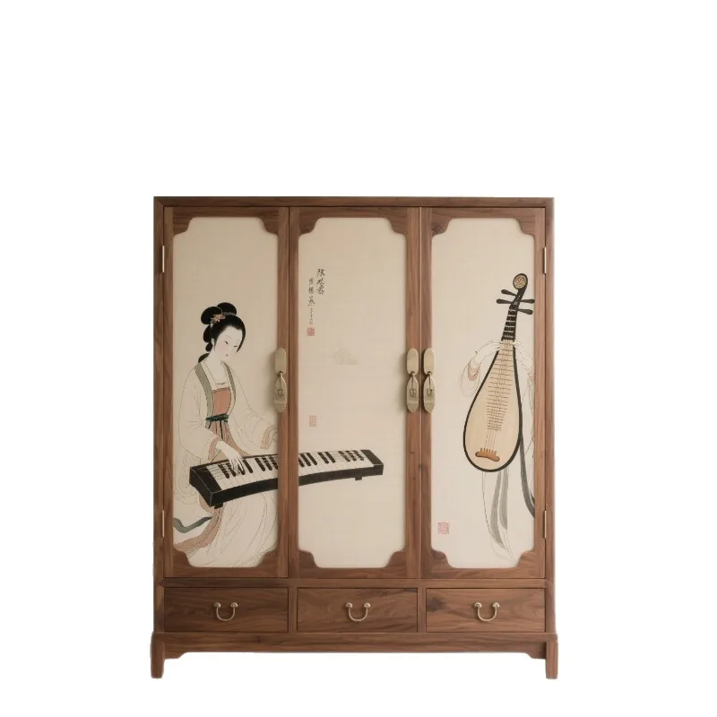 

Chinese solid wood wardrobe household bedroom locker modern simple storage cabinet