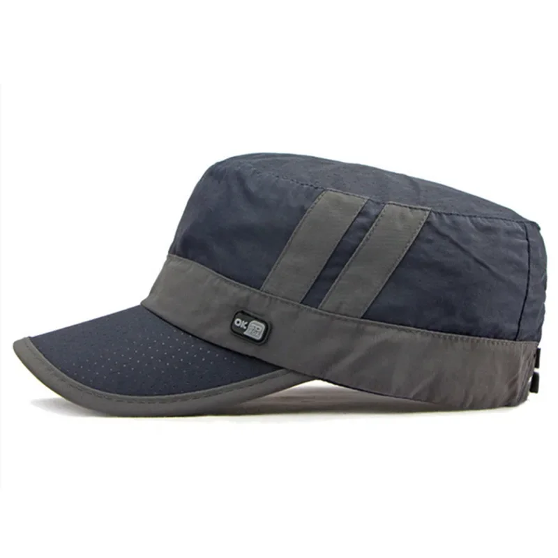 Snapback หมวกฤดูใบไม้ผลิฤดูร้อนใหม่ผู้ชายหมวก Vintage Breathable ทหารหมวกครีมกันแดดแบนหมวกสําหรับชายตกปลาหมวก