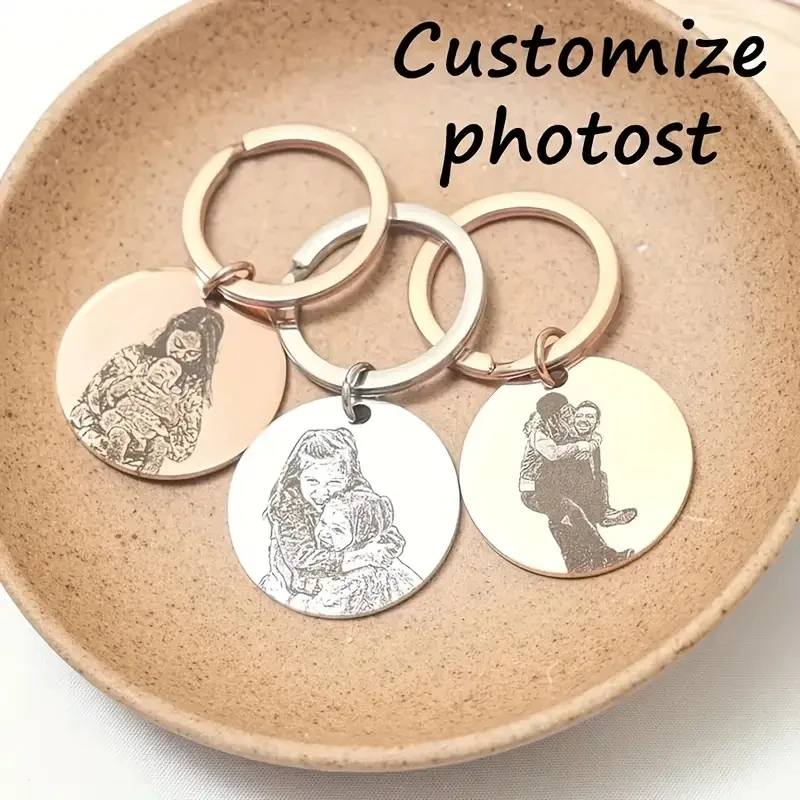 Llavero con retrato grabado personalizado, llavero con foto, regalo para novio, novia, familia y amigos, aniversario, San Valentín