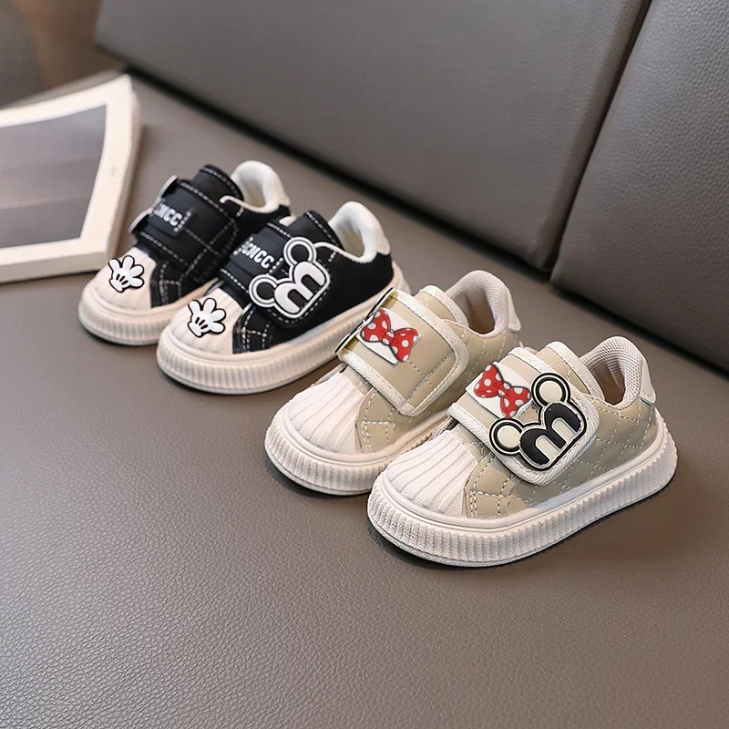 Disney Mickey Mouse Boy Girl Baby Soft Sole Toddler Shoes Autumn Winter Non-slip Casual Shoes kids Shell Board Shoes Sneakers