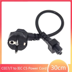 European CEE7/7 to IEC C5 Power Cords 10A / 16A, H05VV-F 0.75mm Cable ,Short EU Schuko to C5 Power cord,1ft/30cm