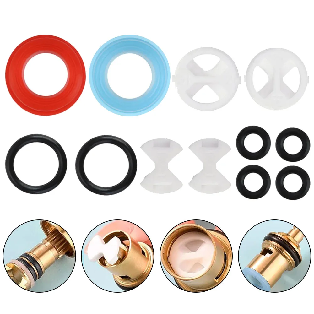 12PCS Faucet Tap Valve Cartridge Replacement Kit Faucet Washers For Mixer Set Round Ceramic Chip Set Faucet Accessories