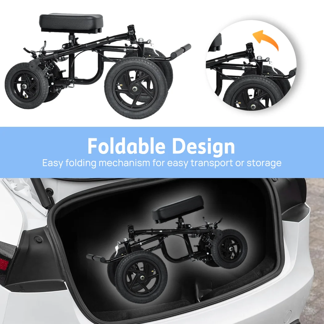 PORIYA Knee Scooter Walker 12" Tyres Broken Leg Ankle Crutches Alternative - Image 6