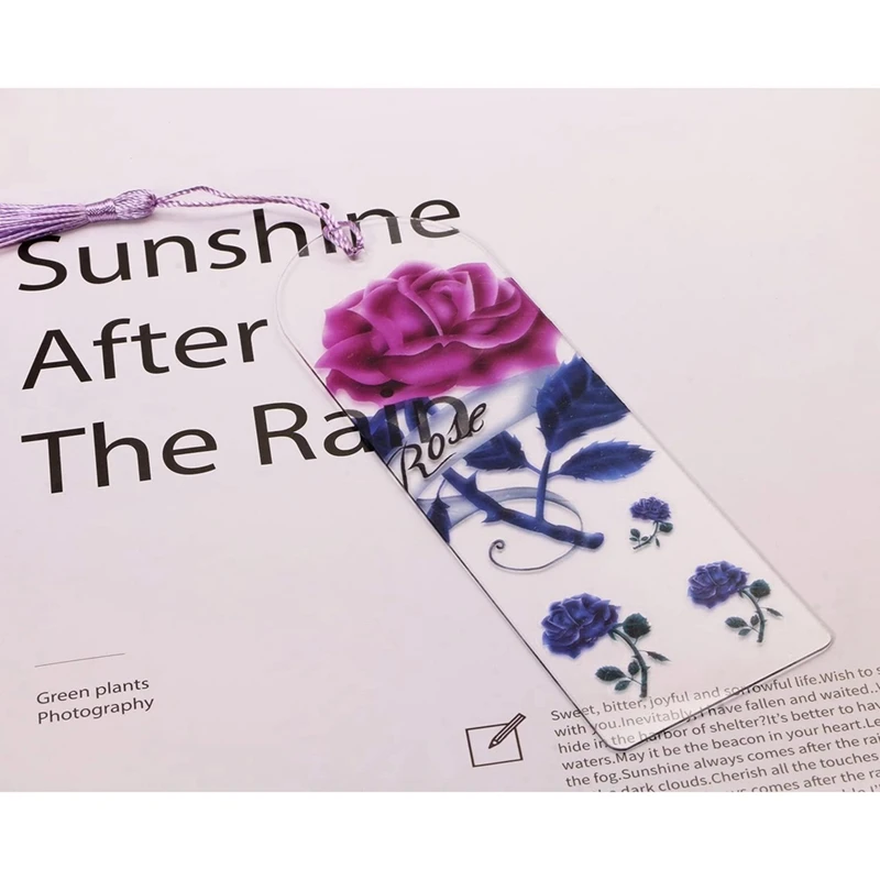 Blank Helder Acryl Bladwijzers 20 Stuks Rechthoek Handwerk Transparante Acryl Boek Markers Met 20 Stuks Kleine Bladwijzer Kwastjes