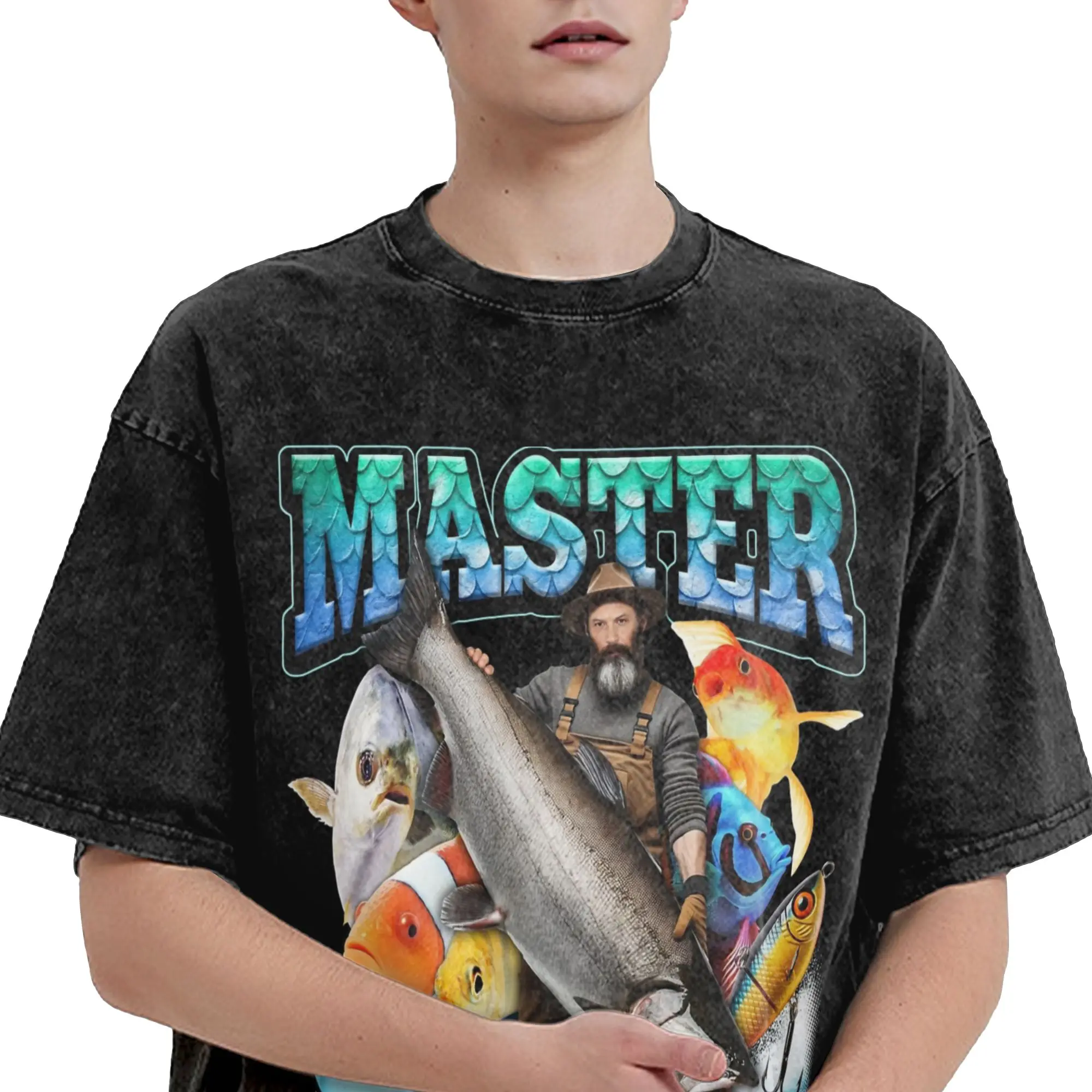Washed T Shirt Master Baiter Hip Hop Vintage T-Shirt Oversize  Streetwear Short Sleeve Graphic Tops Tee Shirt for Men Women