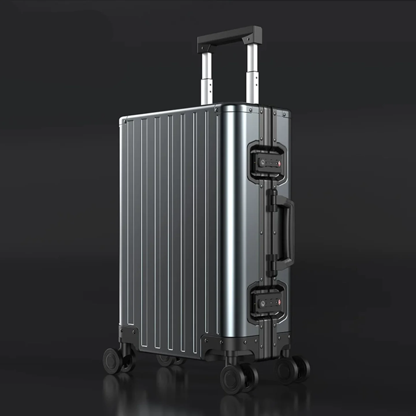 20 Inch Carry‑On Business Travel Suitcase, All Aluminum‑Magnesium Alloy Aluminum Frame Trolley Luggage With 360° Spinner Wheels,