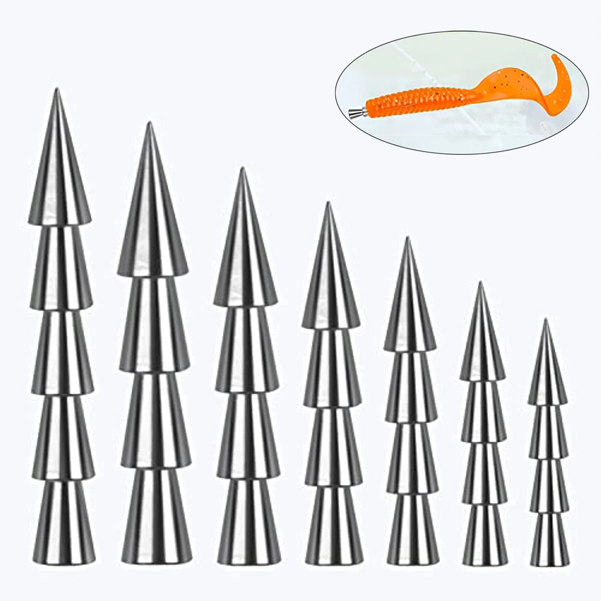 

7PCS Tungsten Nail Weights for Bass Fishing Worm Nail Weights Sinkers Insert Fishing lure Weights Kit Neko Wacky Rig