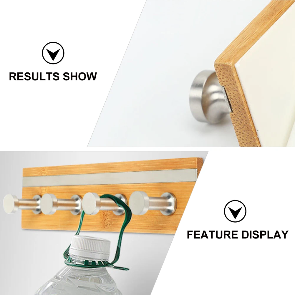 

Bathroom Rail Rack Hook Hanger Adhesive Stainless Steel Heavy Duty Hooks Wall Mount No Drill Bamboo Style Decorative Toilet