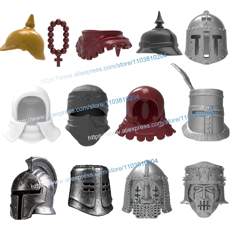 Medieval Soldiers Knights Figure Accessories Building Block Shield Guardian Axe Sword Spear Warrior Armor Assembly Brick Toy E04
