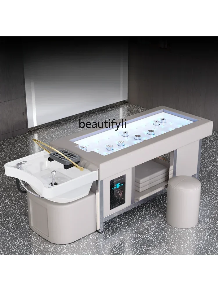 

Shampoo Chair Moxibustion Smoke-Free Beauty Salon Special Integrated Water Circulation Steaming Bed Barber Shop Thai Massage Bed