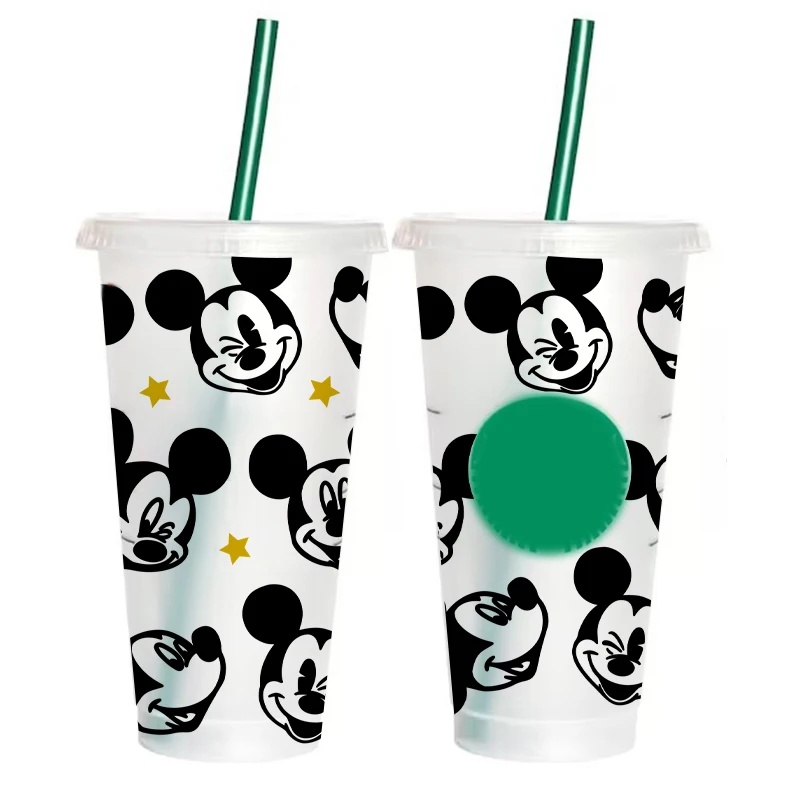Pegatina de vinilo con cara de ratón Micky para taza de envoltura completa, decoración de 24 oz, calcomanías de taza fría de café con ratón mágico, pegatinas creativas extraíbles