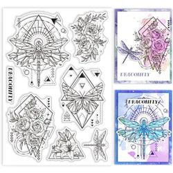 Geometry Dragonfly and Butterfly Clear Stamps for Cards Making Clear Stamp Seals Transparent Stamps for DIY Scrapbooking