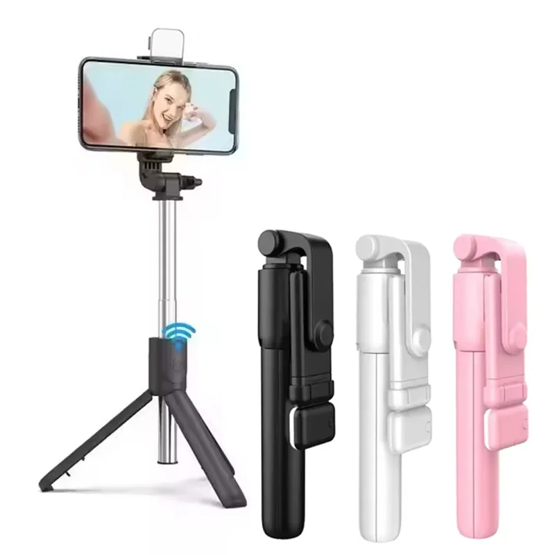 Suporte Portátil para Selfie Bluetooth com Tripé e Controle Remoto, Luz de Preenchimento, Dobrável, Ideal para Viagens e Vlogs