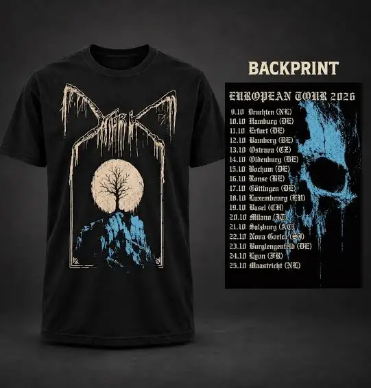 Darkthrone 2026 European Tour TShirt Black Metal Band Double Sided Print Unisex Casual Short Sleeve Vintage Rock Graphic Tee For