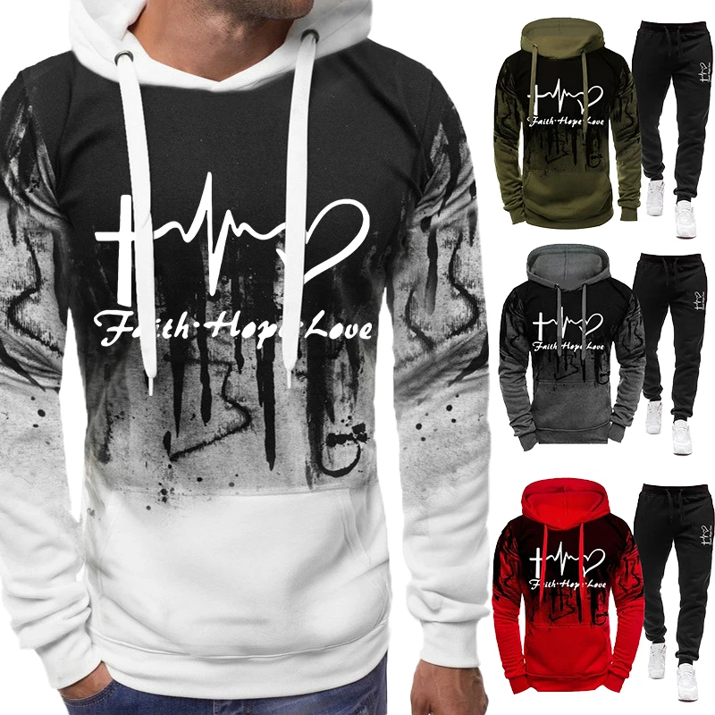 2023 Men's Pullover Printed Hoodie Long Sleeve Speckled Ink Top Pullover Casual Outdoor Jogging Sweatshirt Sportswear