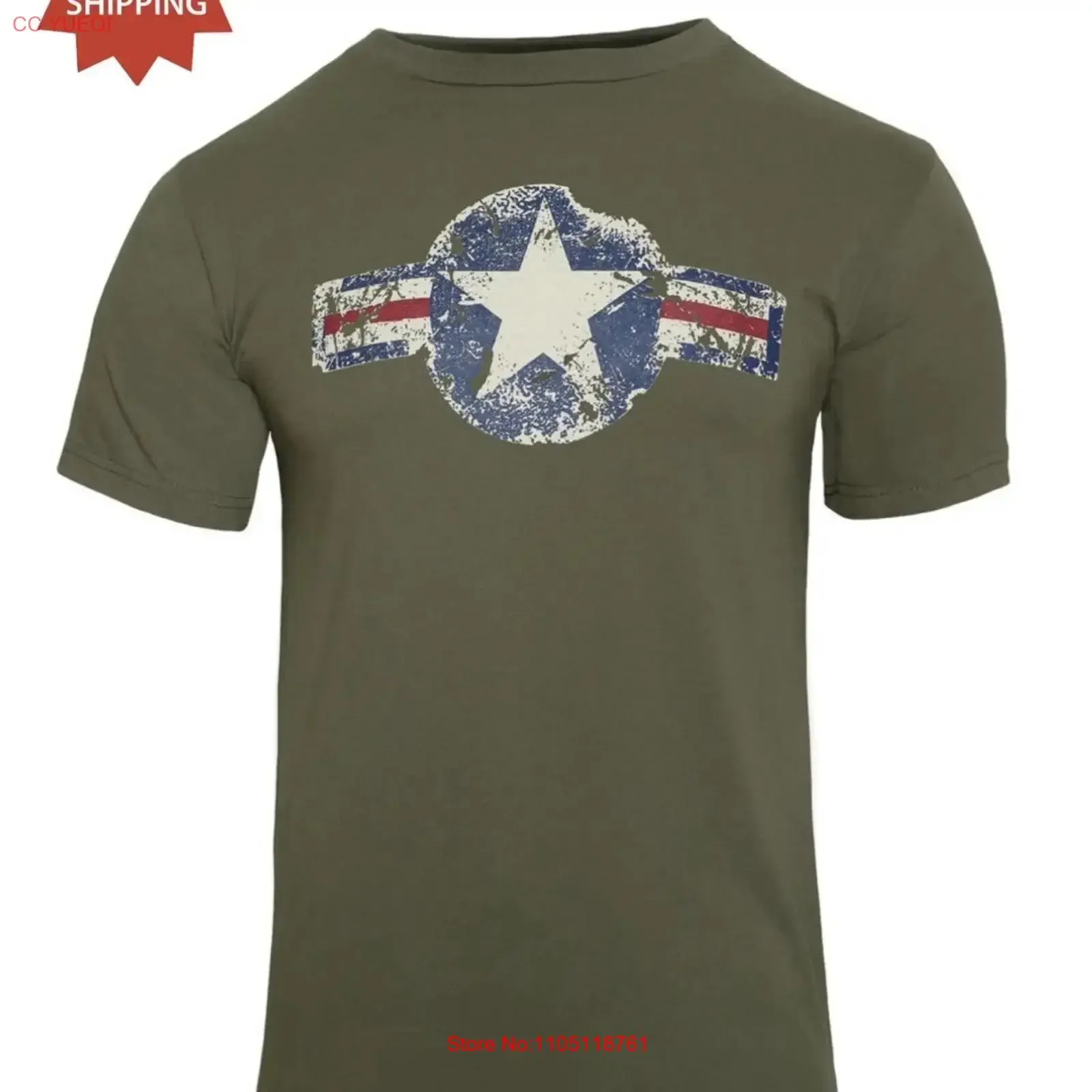 Rothco 66300 Vintage Army Air Corps Olive Drab OD T Shirt Size XL long or short sleeves vintage Washed Breathable graphic