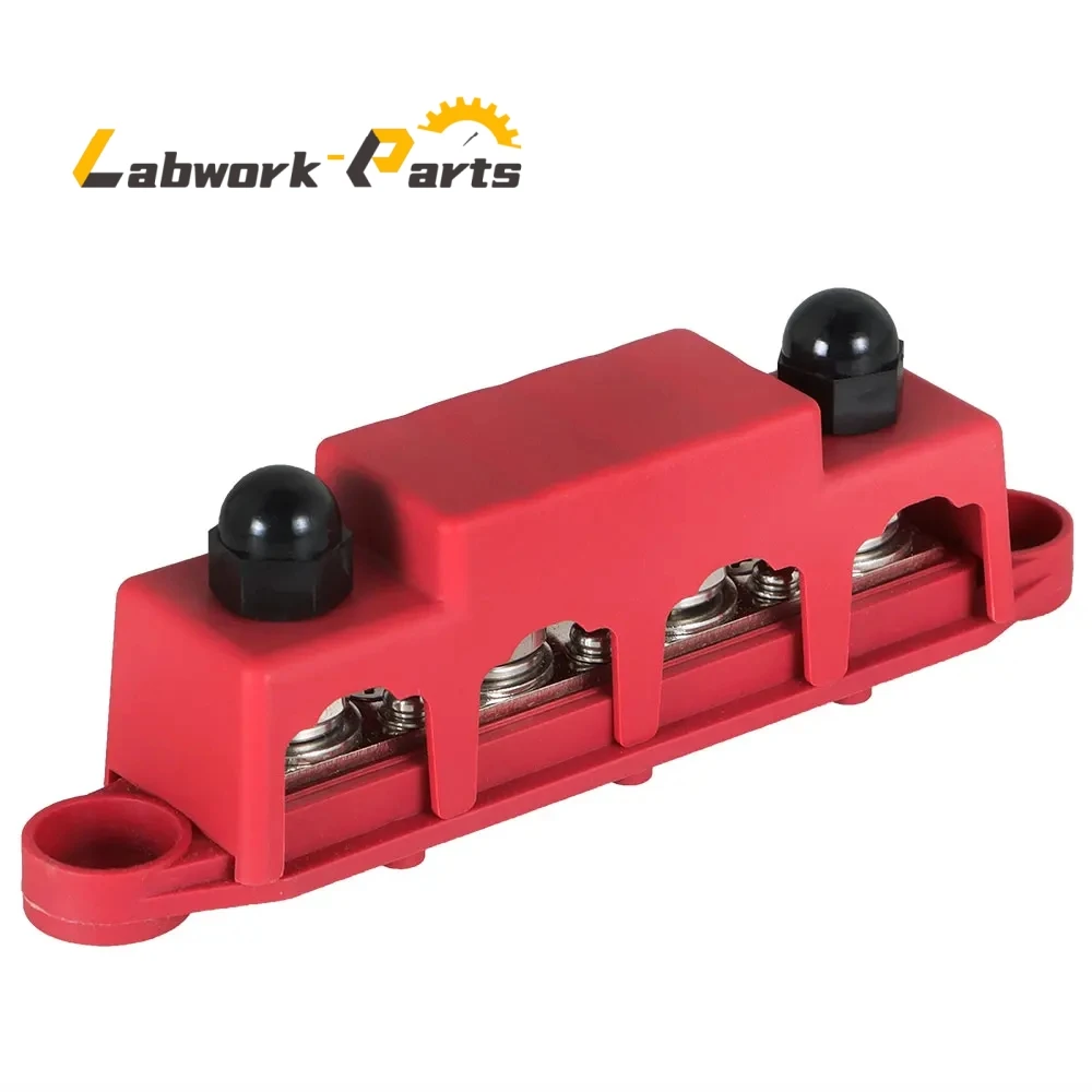 

3/8" 250 amp 12v Busbar with Cover - Red 4 Way Terminal Junction Block