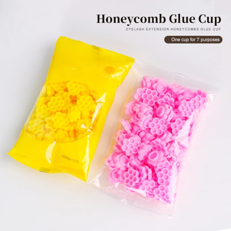 100pcs Eyelash Extension Glue Cup Honeycomb Shaped Tattoo Ink Pigment Holder Container Grafting Eyelashes Auxiliary Makeup Tool