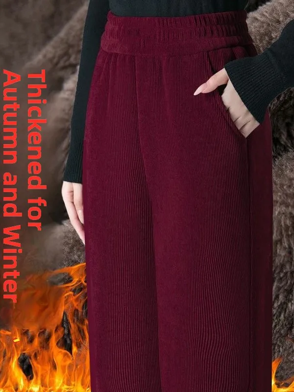 

Бархатные широкие брюки ягненка, женские повседневные вельветовые хлопковые брюки, осень-зима, новые модные прямые брюки с высокой талией