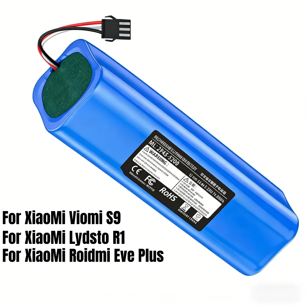 

Аккумулятор 2P4S 14.4В 5200мАч для роботов-пылесосов Xiaomi Yunmi S9, Ruimi R1 и Roidmi Eve Plus, литиевая батарея 14.8В