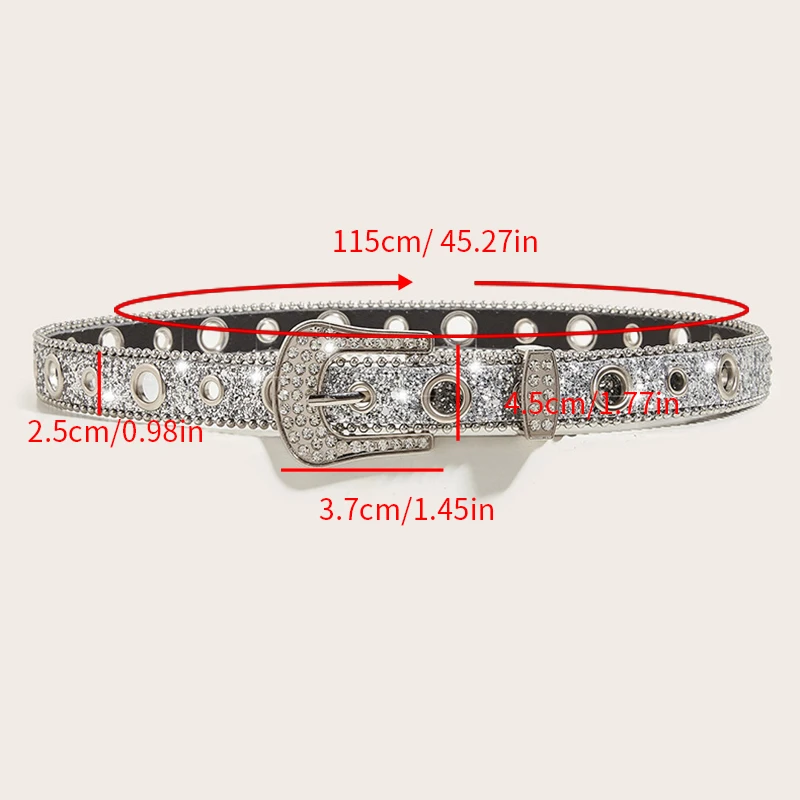 Water Diamond Belt Women\'s Thin Belt Decoration Personalized Sequin Jeans Belt Versatile Design