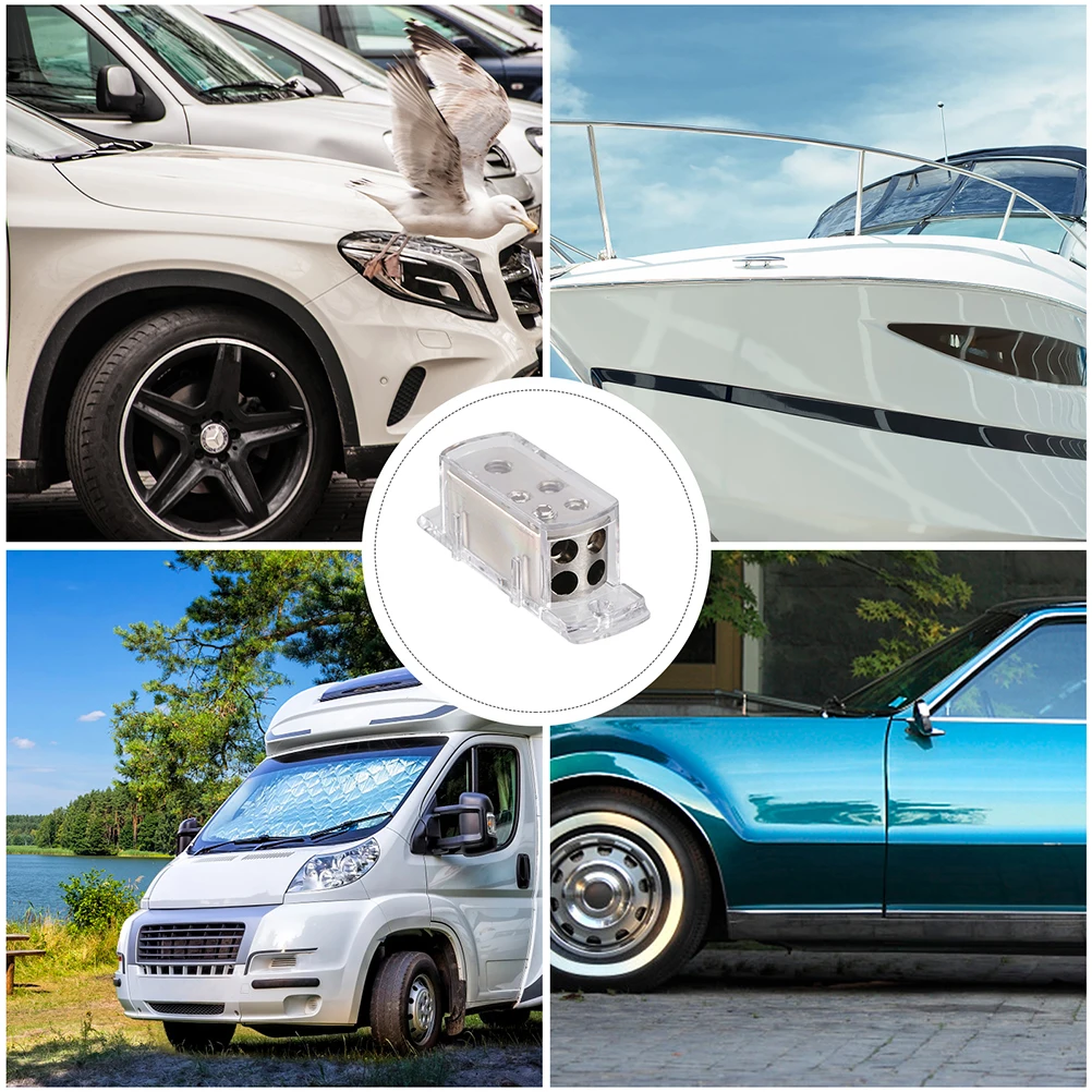 

2Pcs Car Audio Splitter Power Distribution Block Zinc Alloy Brass 4 Ways Durable Amplifier Splitter Box for Car Boat Rv