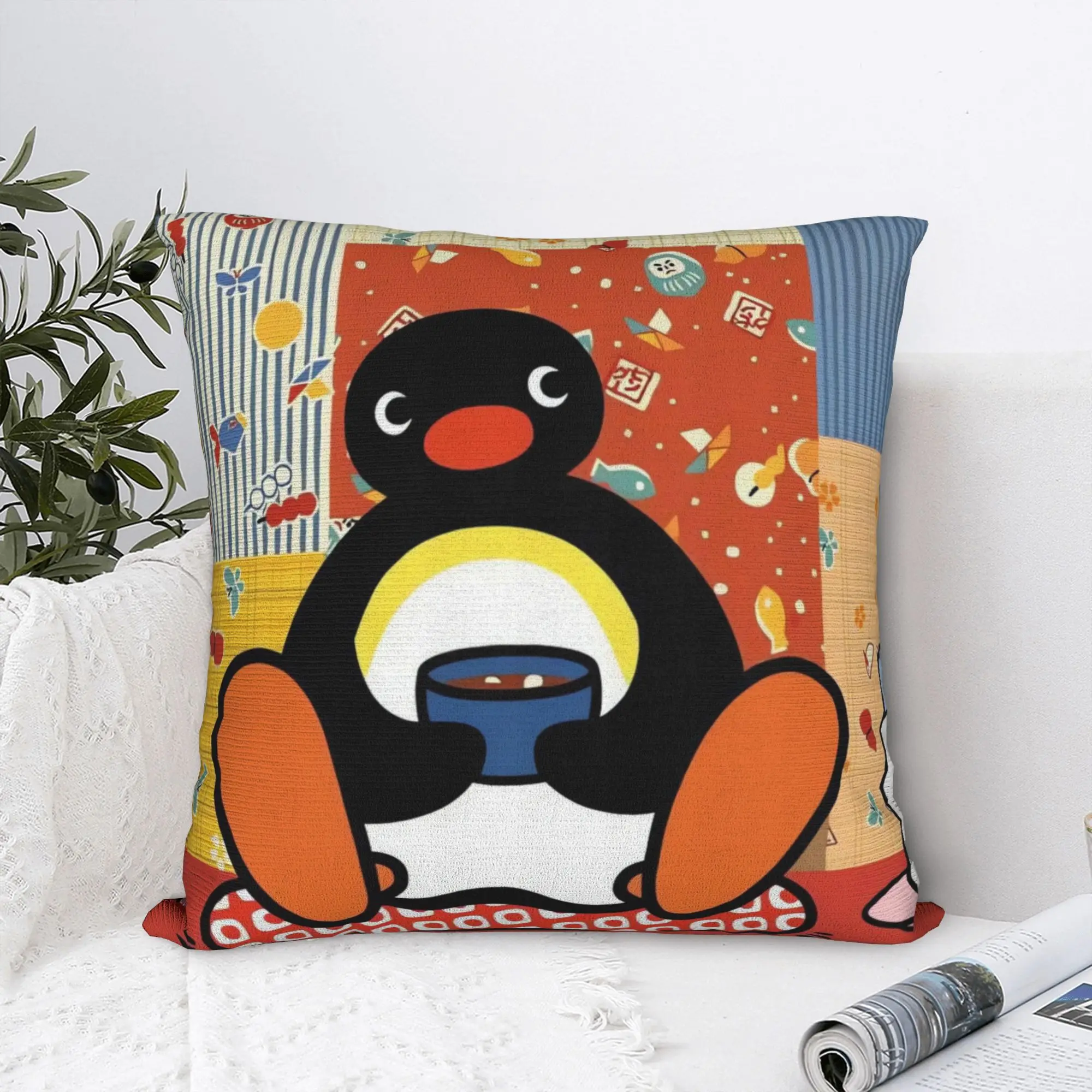 Little Cartoon Pingu Pillow Case  Square Pillow Cover Fashion Pillowcases For Living Room Bed Chair